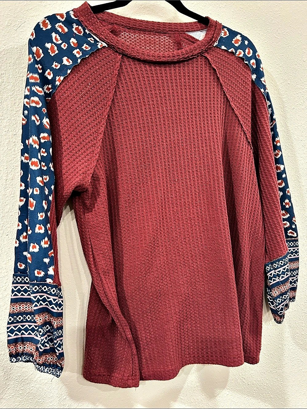 Women's Floral Long Sleeve Tunic in Red & Blue